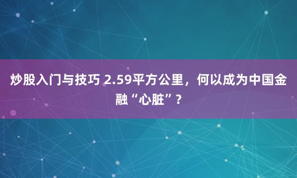 炒股入门与技巧 2.59平方公里,何以成为中国金融“心脏”?