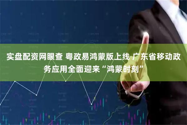 实盘配资网眼查 粤政易鸿蒙版上线 广东省移动政务应用全面迎来“鸿蒙时刻”